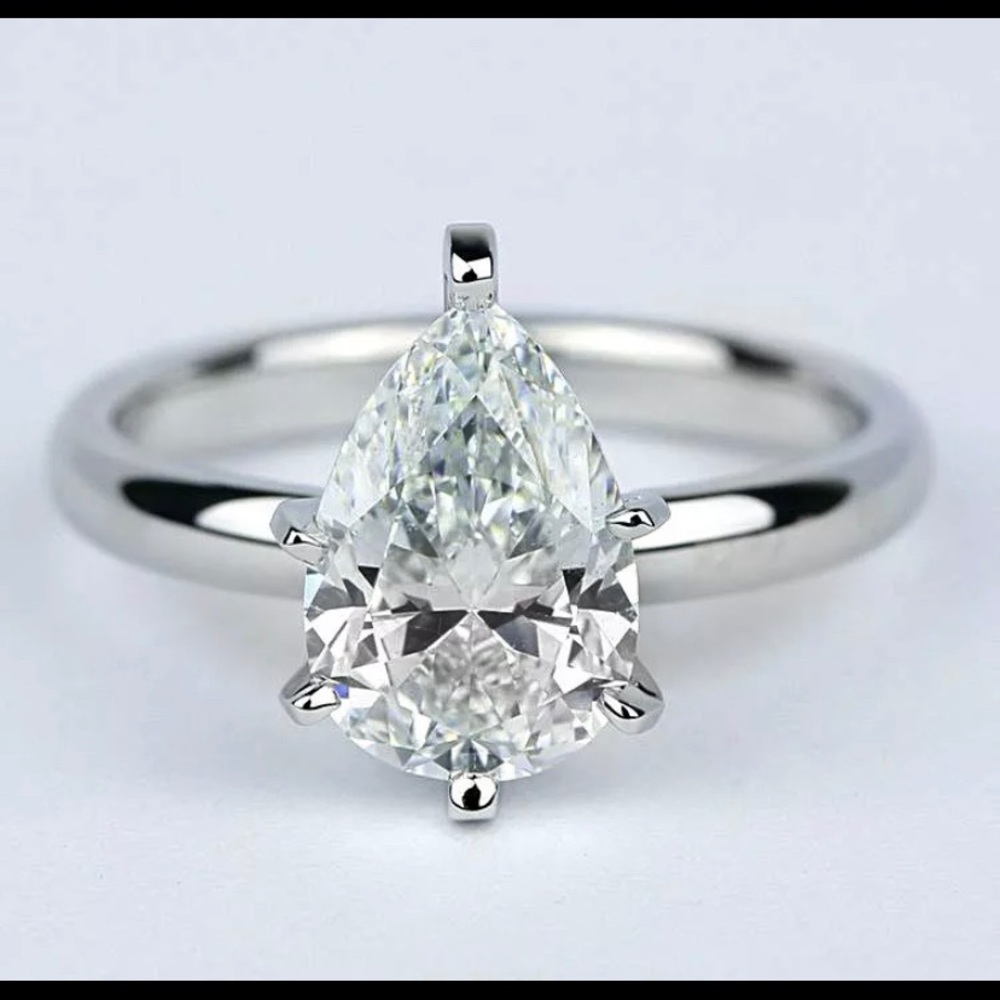 Pear Shaped Diamond Solitaire Ring